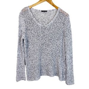 Eileen Fisher Gray Knit V Neck Sweater Size Small